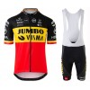Set Fietsshirt + Korte Koersbroek 2020 Team Jumbo-Visma Belgisch kampioenschap N001
